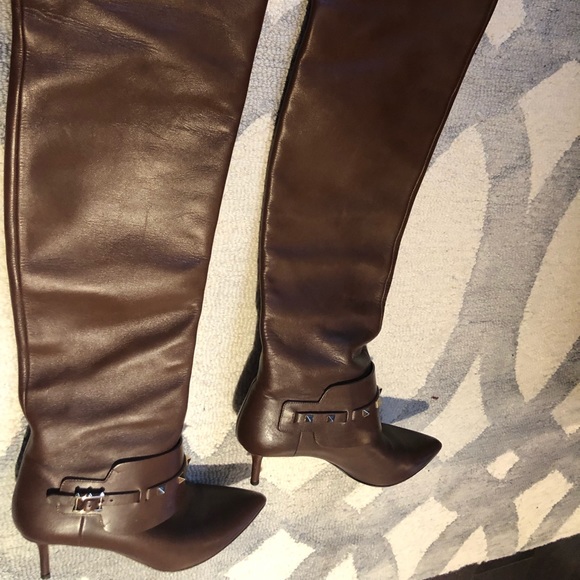 Valentino Rockstud over the knee brown boots 37.5 - Picture 7 of 8